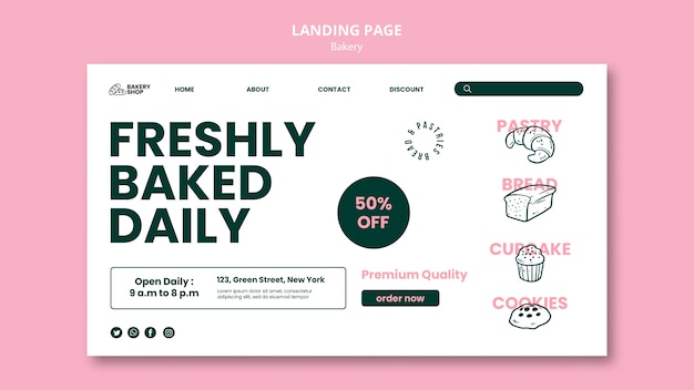 Free PSD baked goods landing page template