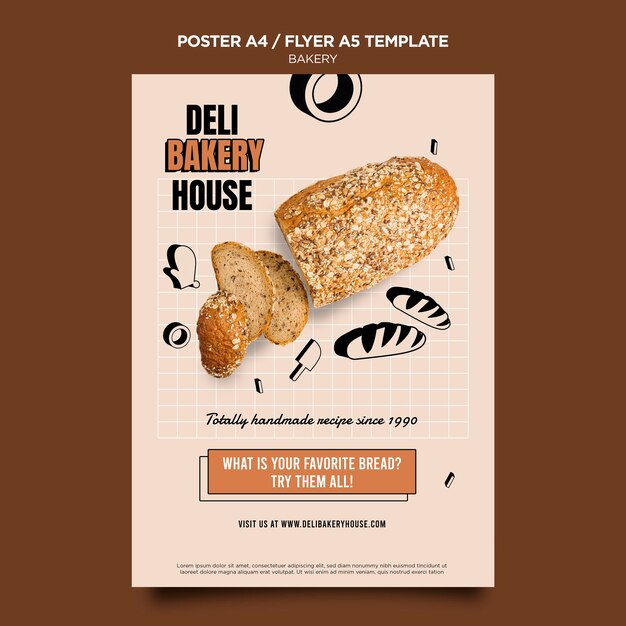 Free PSD bakery house flyer template