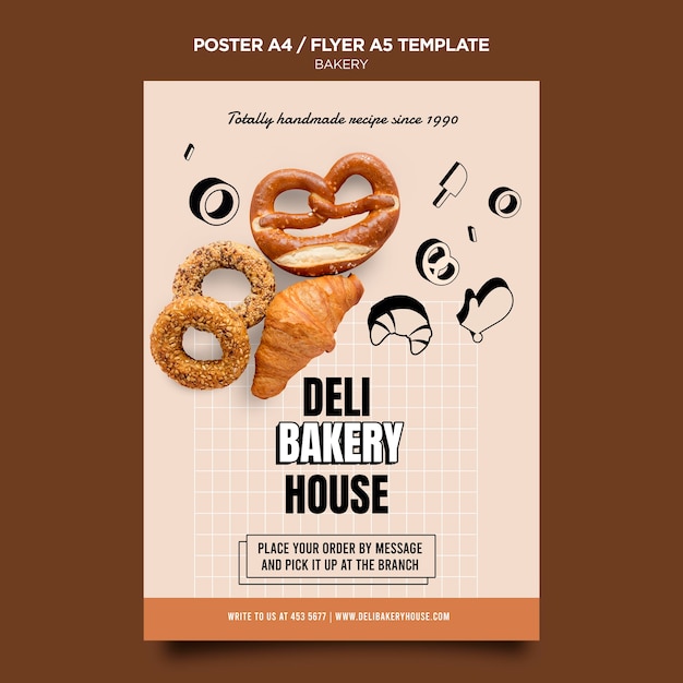 Free PSD bakery products flyer template