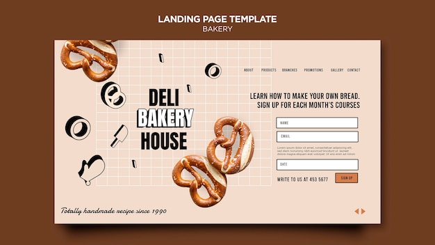 Free PSD bakery products landing page template