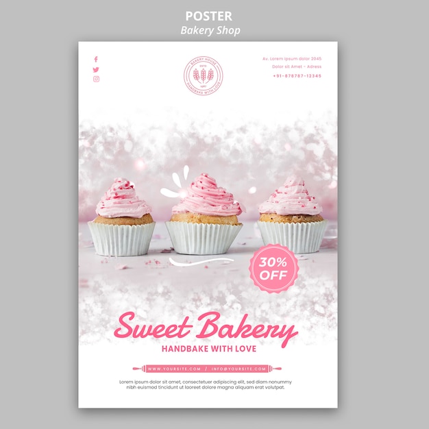 Free PSD bakery shop poster design