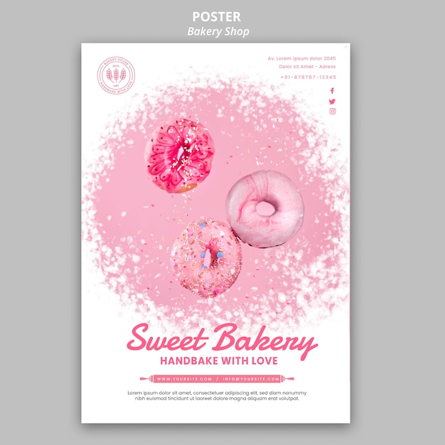 Free PSD bakery shop poster template