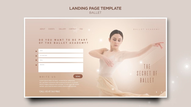 Free PSD ballerina concept landing page template