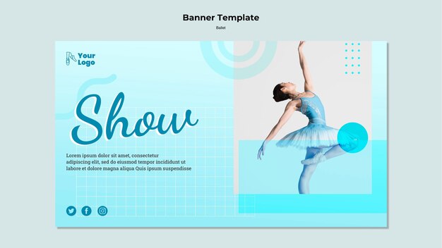 Ballet dancer horizontal banner template