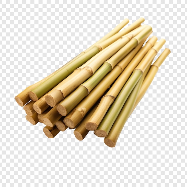 Free PSD bamboo sticks used for skewering food with selective isolated on transparent background