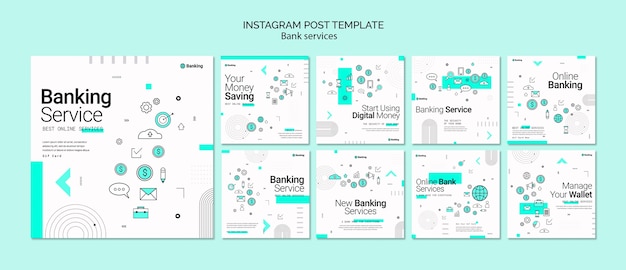 Free PSD bank services  instagram posts template