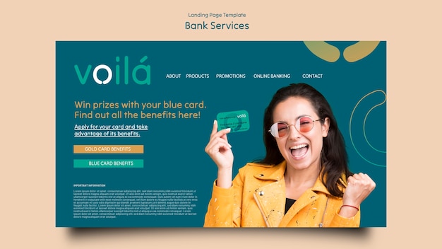 Free PSD bank services landing page template