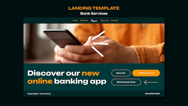 Free PSD bank services landing page template