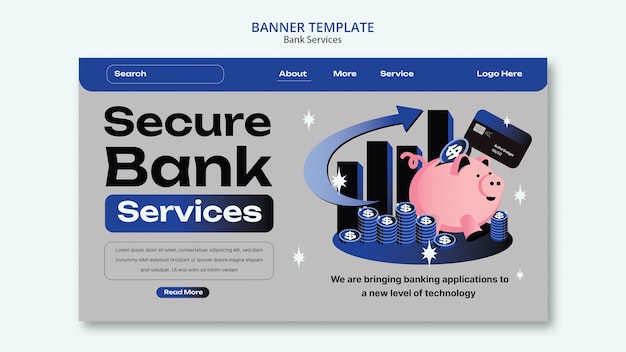 Free PSD bank services landing page template