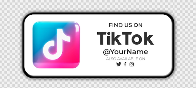 Free PSD banner to acquire followers with tiktok icon on transparent background