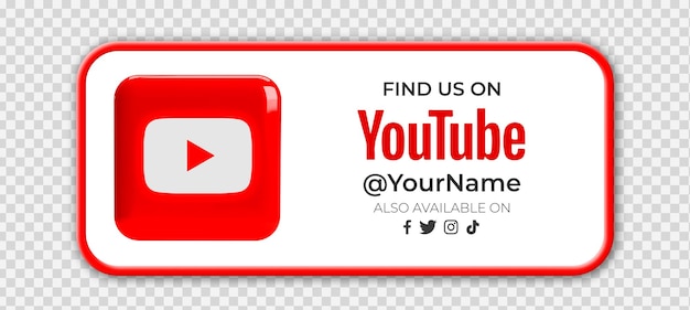 Free PSD banner to acquire followers with youtube icon on transparent background