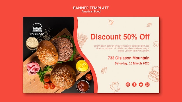 Free PSD banner for burger restaurant