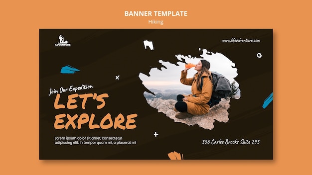 Free PSD banner camping and hiking template