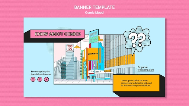 Free PSD banner comic design template