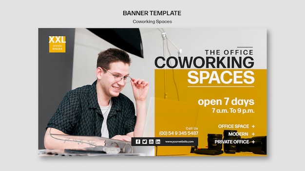 Banner coworking office space template