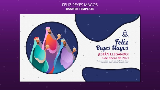 Free PSD banner feliz reyes magos template