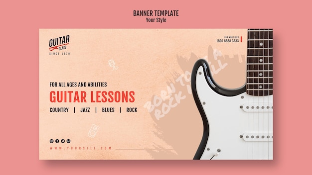 Free PSD banner guitar lessons template