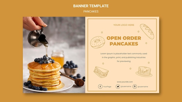 Free PSD banner pancakes restaurant template