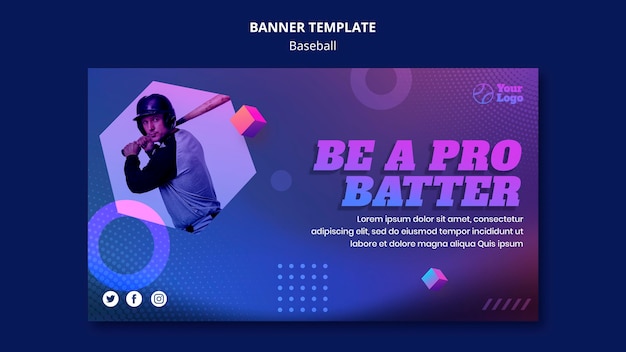 Free PSD banner template ad baseball training