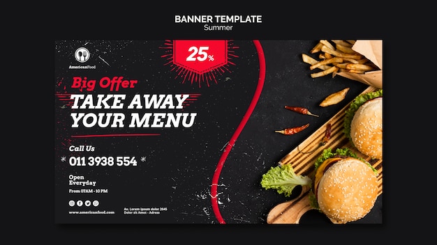 Free PSD banner template american food