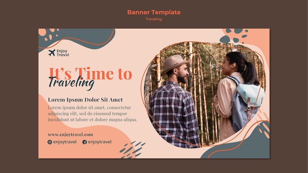 Free PSD banner template for backpack traveling with couple