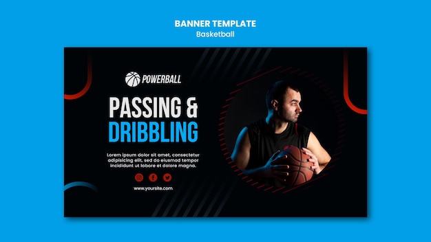 Free PSD banner template for basketball game playing