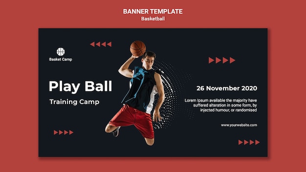 Free PSD banner template for basketball training camp