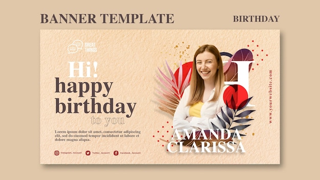 Free PSD banner template for birthday anniversary celebration