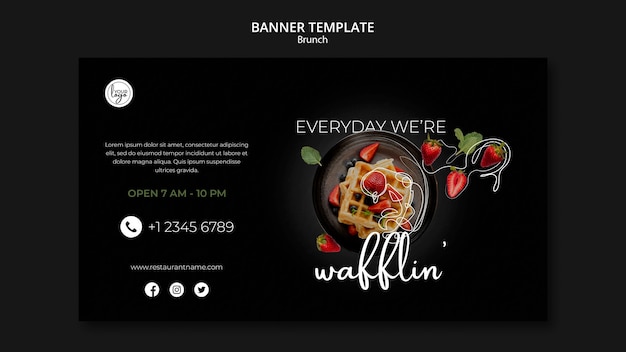 Free PSD banner template for brunch restaurant design