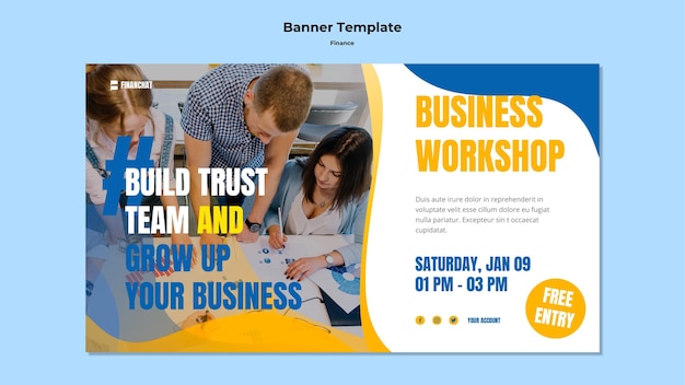 Free PSD banner template for business and finance seminar