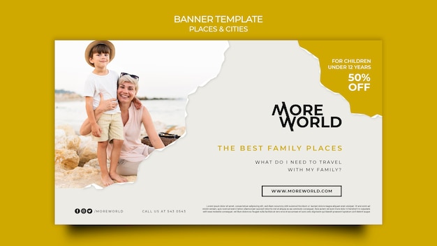 Free PSD banner template for cities and places traveling