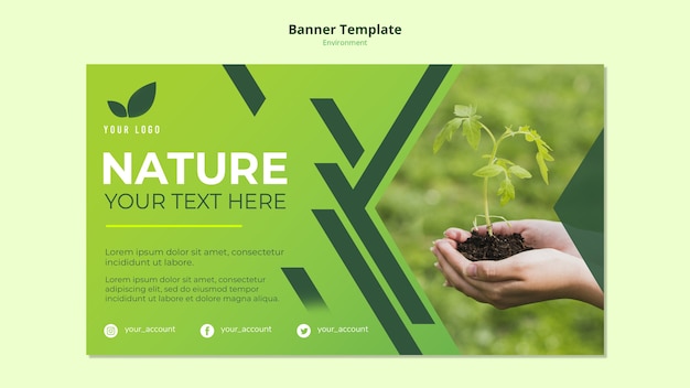 Free PSD banner template concept of green nature