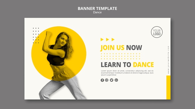 Free PSD banner template for dance lessons