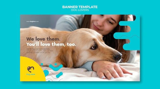 Free PSD banner template for dog lovers with female owner