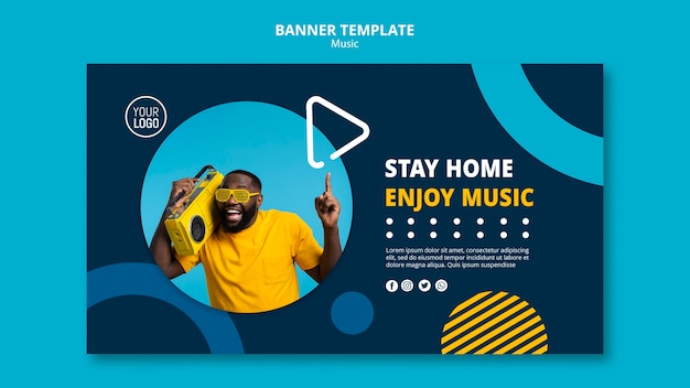 Banner template for enjoying music during quarantine