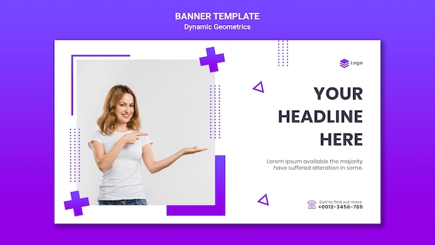 Free PSD banner template for free theme with dynamic geometrics