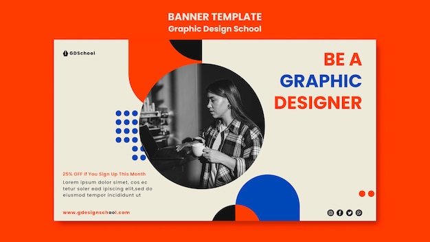 Free PSD banner template for graphic design school