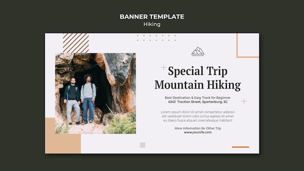 Banner template for hiking in nature