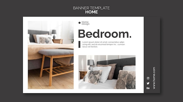 Banner template for home interior design with furniture