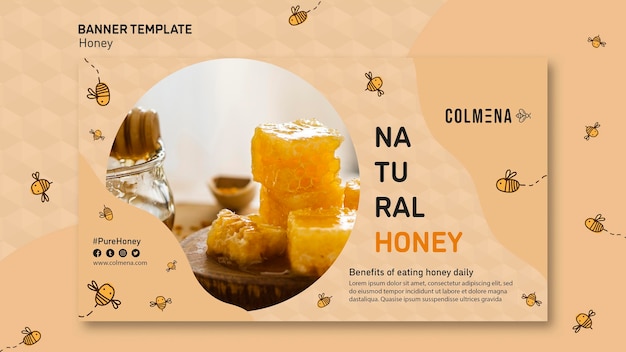 Free PSD banner template honey shop ad