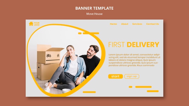 Free PSD banner template for house moving company