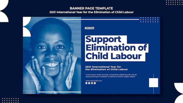 Free PSD banner template for the international year for the elimination of child labour