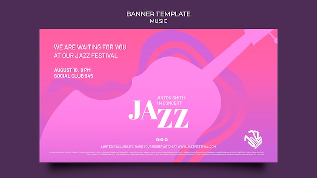 Banner template for jazz festival and club