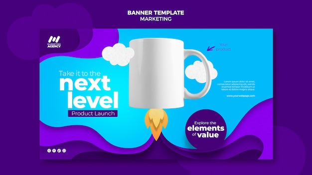 Banner template for marketing company with product