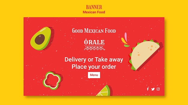 Free PSD banner template mexican food