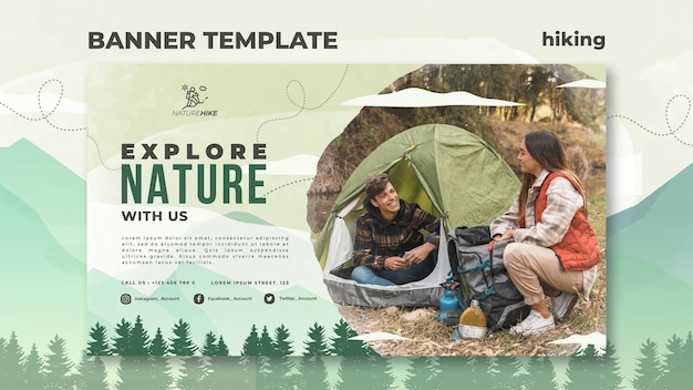 Banner template for nature hiking