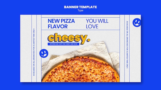 Free PSD banner template for new cheesy pizza flavor