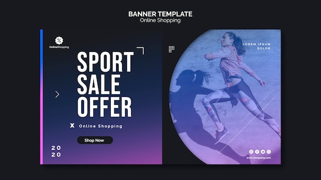 Free PSD banner template for online athleisure shopping