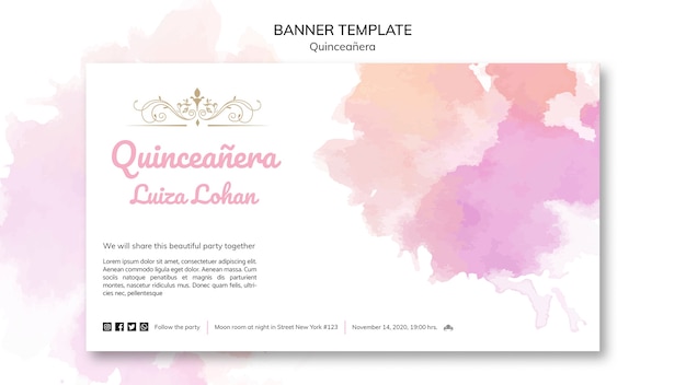 Free PSD banner template quinceanera party