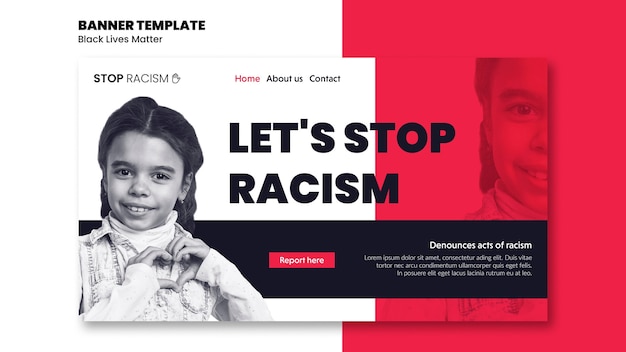 Free PSD banner template for racism and violence